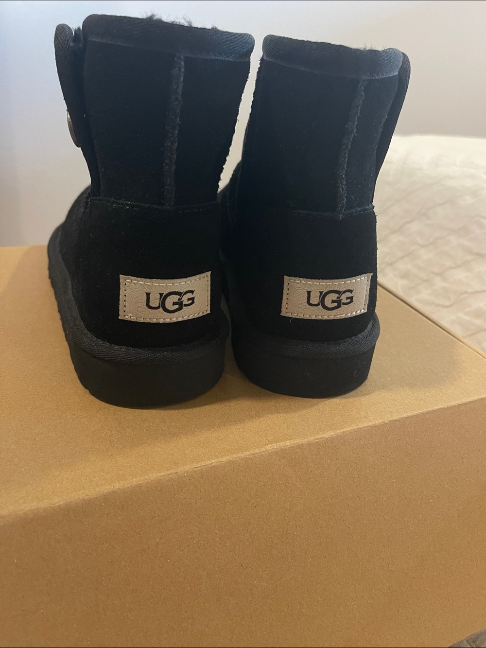 UGG Kids Black Mini Suede Boots